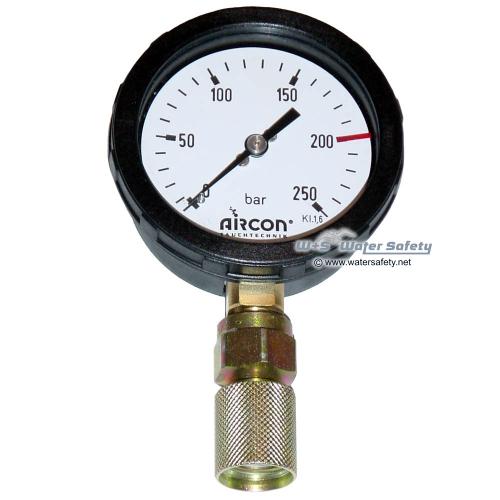 Aircon Manometer mit Schnellkupplung Luft/Argon, 200 bar
